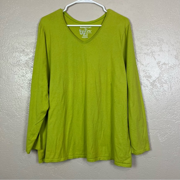5 for $30 Essential tee women long sleeve V-neck classic comfort green shirt XXL - Picture 11 of 14